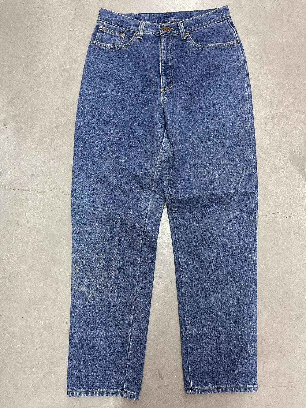LL Bean Double L Jeans Womens 12M/T Blue Flannel Lined GREEN DEER Relaxed Fit